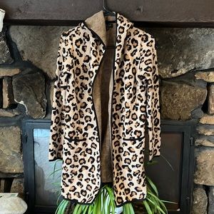 Rachel Zoe hooded animal print cardigan XS adorable! Soft!